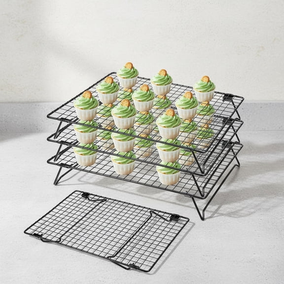 Cooling Racks for Cooking and Baking, Cookie Cooling Racks, 4-Tier Stackable Carbon Steel Wire Cooling Rack for Baking, Cookie, Pizza, Cake, Roasting, Making Jerky