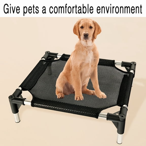 Cooling Raised Pet Bed - Stainless Steel Frame w/ Teflon Fabric - Non-Slip Base for Small/Medium Dogs (All-Season, Portable)