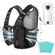 Cooling Running Vest with 2L BPA-Free Water Bladder & 3 Removable Ice Packs, Lightweight Cooling Hydration Backpack for Hot Weather Hiking Cycling Marathon Training