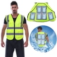 thumbnail image 1 of Cooling Safety Vest with 6 Ice Packs - Reflective Cool Vest with Pockets and Zipper, Ice Vest for Work Hot Weather, 1 of 7