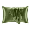 thumbnail image 1 of Cooling Satin Pillowcase Set of 2 Luxury Ice Silk Bedding for Hair and Skin Soft Breathable Washed Faux Silk Pillow Covers with Envelope Closure 20x26 Inch Army Green, 1 of 8