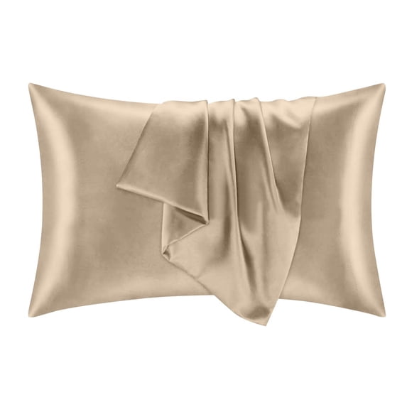 Cooling Satin Pillowcase Set of 2 Luxury Ice Silk Bedding for Hair and Skin Soft Breathable Washed Faux Silk Pillow Covers with Envelope Closure 20x29 Inch Khaki