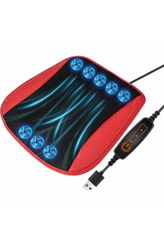 Cooling Seat Cushion with 8 Fans, USB Powered, 3 Speed Settings, 17.7 x 17.7 Inch for Car Office Home, Multicolor