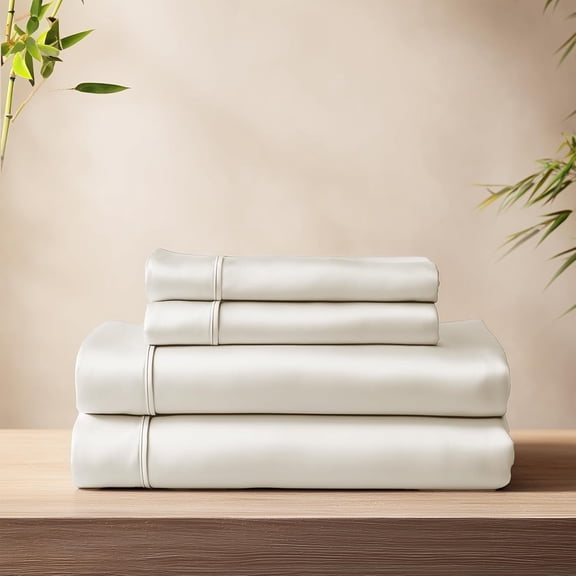 Cooling Sheets  - 4 count Viscose Derived from  Sheet Set,  Wicking, Silky Soft, 16 Inch Deep Pocket, Envelope Pillowcases, Oeko-TEX, White