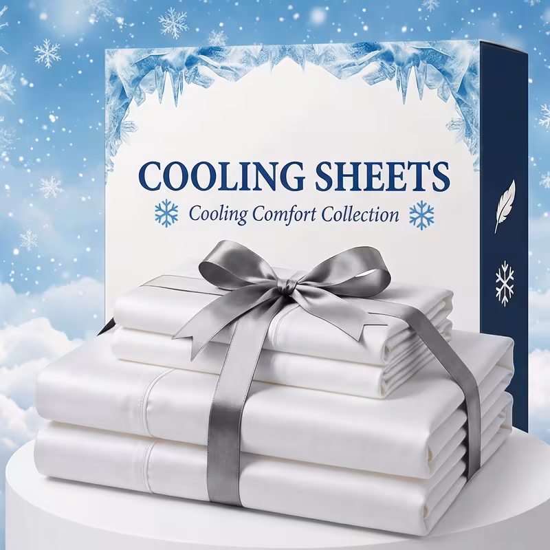 Cooling Sheets Set, 4 Piece Soft & Breathable Cooling Bed Sheets with Deep Pocket（white，full）