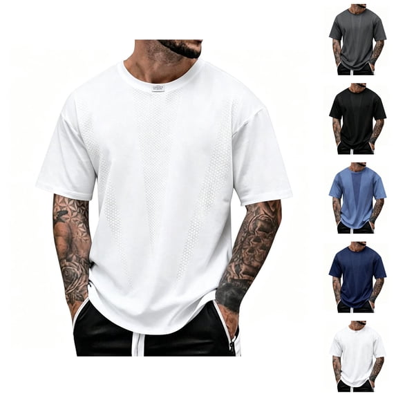Cooling Shirts for Men Summer Short Sleeve Crewneck Lightweight Ice Silk Breathable Casual T-Shirts