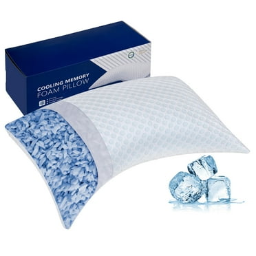 SORMAG Cooling Shredded Memory Foam Bed Pillows Adjustable Firm Support Pillow for Side and Back Sleepers Curved Pillows Set of 1 Queen Size 20" x 30"