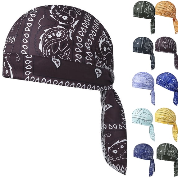 Cooling Skull Cap Helmet Liner, Sweat Wicking Durag for Men Women, Breathable Paisley Motorcycle Head Wrap Purple one size
