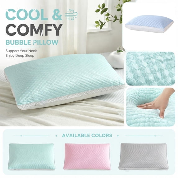 Cooling Sleep Pillow, Memory Foam Cooling Pillow, Side Sleeper Pillow, Back Sleeper Pillow, Pink 29X19 Inch Medium Height Single Pillow Core with Removable Washable Cooling Cover