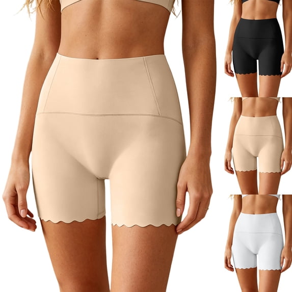 Cooling Slip Shorts for Under Dress Women Anti Chafing Seamless High-Wasited Shapewear Short Workout Biker Shorts,Complexion