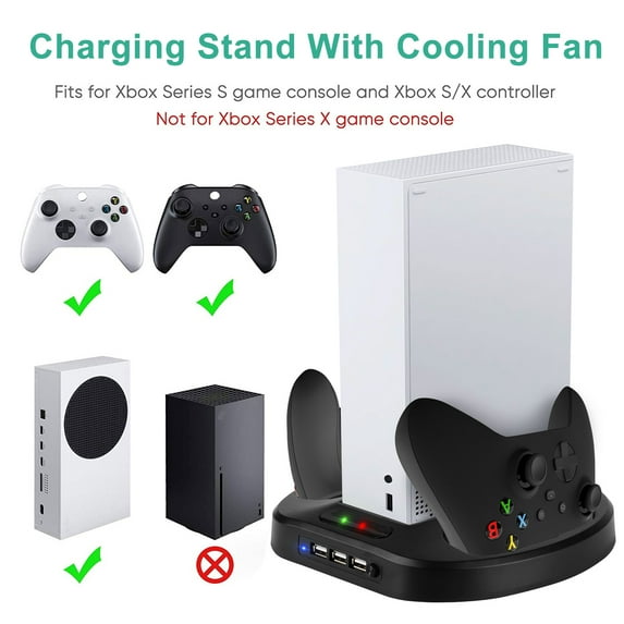 Cooling Stand & Charging Station for Xbox Series S with 3 USB Ports, LED Indicator, Dual Controller Charging Station, Fast Charging Dock for Xbox Series S