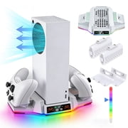 Cooling Stand & Charging Station for Xbox Series S with RGB Light - Dual Controller Charger & Cooler Fan for Xbox Series S Accessories with 2*1400mAH Batteries