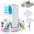 thumbnail image 1 of Cooling Stand & Charging Station for Xbox Series S with RGB Light - Dual Controller Charger & Cooler Fan for Xbox Series S Accessories with 2*1400mAH Batteries, 1 of 9
