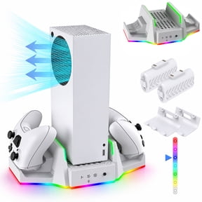 Cooling Stand & Charging Station for Xbox Series S with RGB Light - Dual Controller Charger & Cooler Fan for Xbox Series S Accessories with 2*1400mAH Batteries
