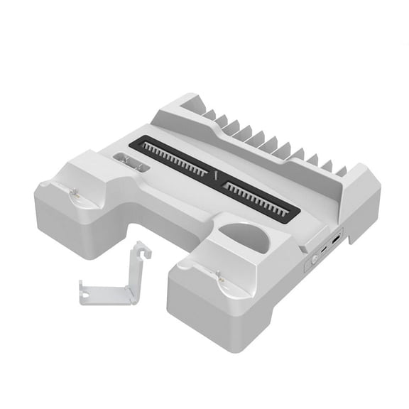 Cooling Station for PS5/Playstation 5 Console, Stand with Dual Controller Charging Station Incl. Controller Charger, Cooling Fan, Headset Holder-White