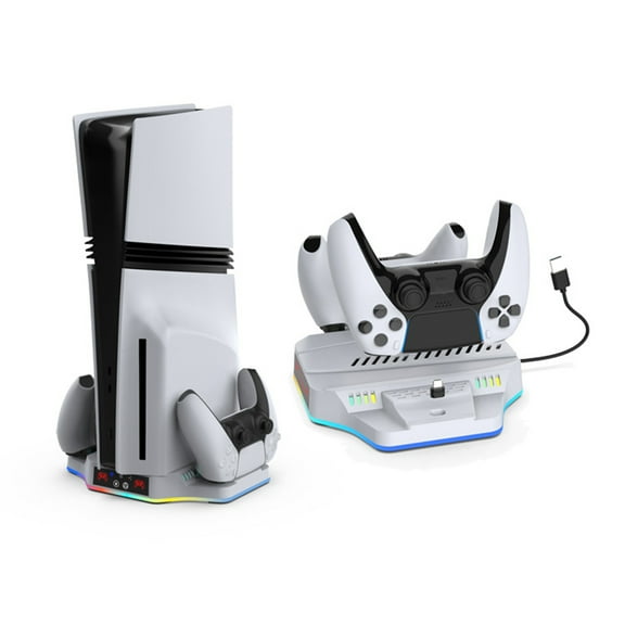 Cooling Station for PS5 Pro/for PS5 Slim Console, Vertical Cooling Stand With RGB Lights and Controller Charging Base For PS5 Pro Game