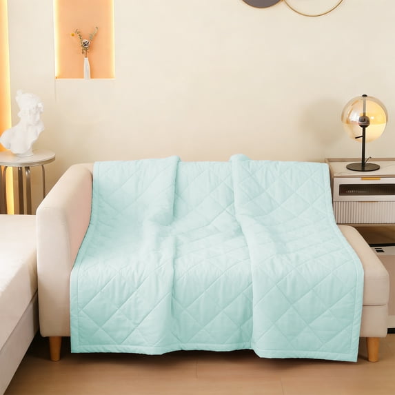 Cooling Summer Blanket,39x59 Inch Lightweight Breathable Quilted Throw Blanket for Couch Bed Sofa Soft,Cooling Fabric All Season Use Machine Washable Solid Color Blanket