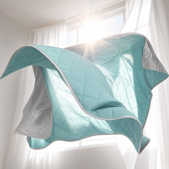 Cooling Summer Quilt, Lightweight Breathable Blanket for Hot Sleepers, All-Weather Soft Comforter with Exquisite Stitching, Versatile Bedding Throw for Bedroom, Sofa & Travel (79"x59",Light Blue)