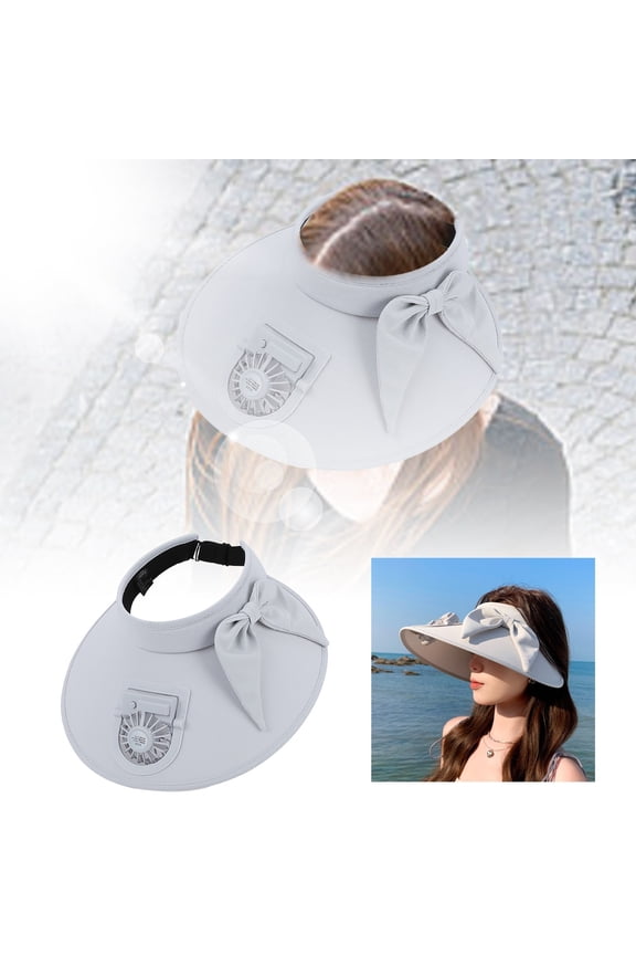 Cooling Sun Visor with Fan - Wide Brim UV Protection Hat with USB Charging - Adjustable Summer Visor for Outdoor Activities, Golf, Beach & Gardening