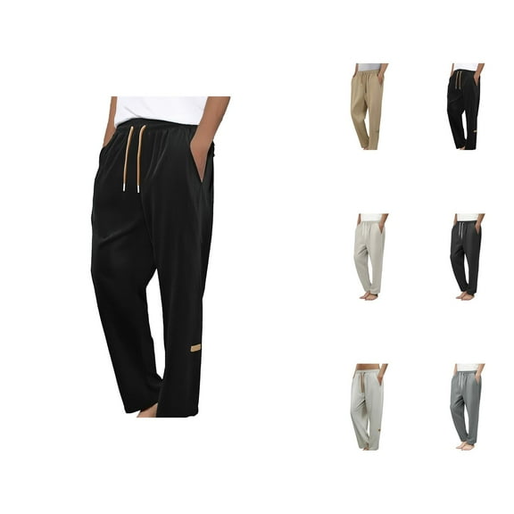 Cooling Sweatpants for Men Summer Lightweight Loose Wide Straight Leg Joggers with Pockets Mens Casual Pants Trousers