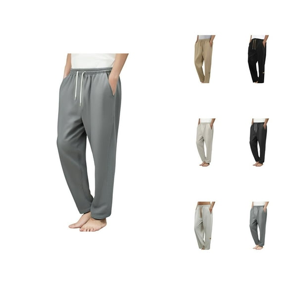 Cooling Sweatpants for Men Summer Lightweight Loose Wide Straight Leg Joggers with Pockets Mens Casual Pants Trousers