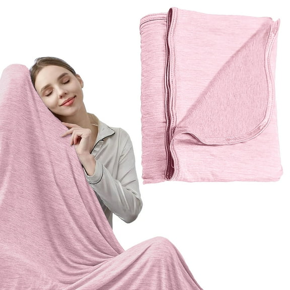 Cooling Throw Blanket，Double Sided Cooling Blanket for Hot Sleepers，Arc-Chill Q-Max>0.5 Cold Blanket，Lightweight Breathable Summer Blankets for Couch，Bed，Sofa(Pink,51*59Inch)