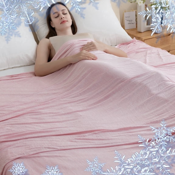 Cooling Throw Blanket with Double Sided Cold Effect, 60"x90"Lightweight Breathable Cold Comforter Blankets for Hot Sleepers Night Sweats,Pink