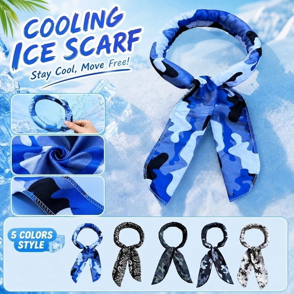Cooling Towel, Cooling Neck Wraps for Summer Heat, Cooling Towels for Neck and Face, Sports Headband, Camo Paisley Pattern 39X2 Inch Quick Cooling Ice Band, Reusable Soft