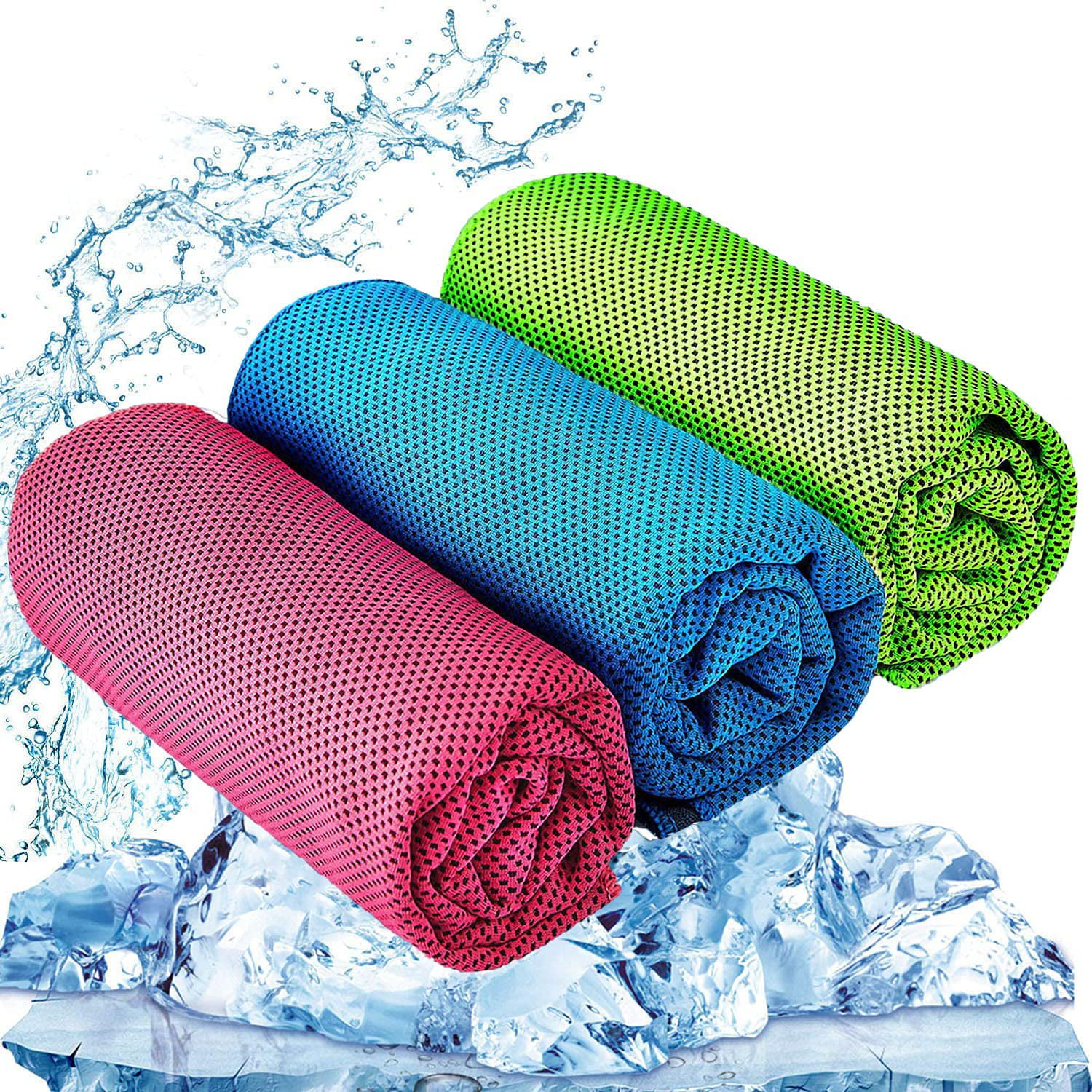 Cooling Towel, Happiwiz 3 Pcs (40x12) Cool Cold Towel for Neck,  Microfiber Ice Towel, Soft Breathable Chilly Towel for Sports, Yoga, Golf,  Gym