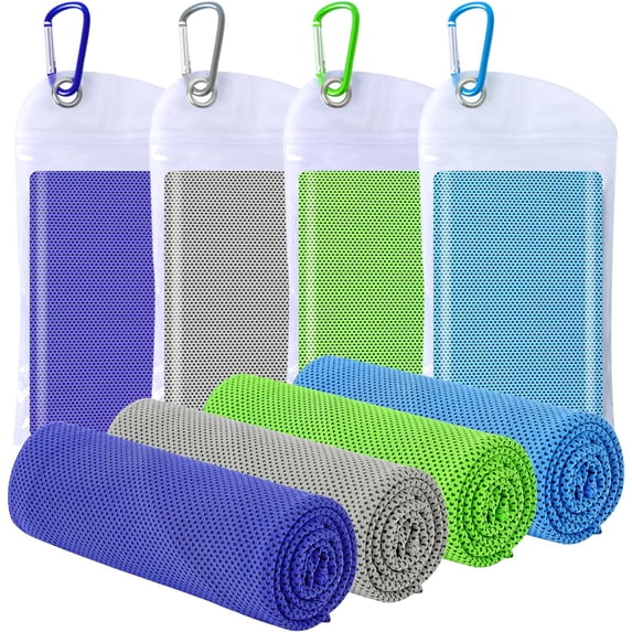 Cooling Towel Workout, Gym, Fitness, Golf, Yoga, Camping, Hiking, Bowling, Travel, Outdoor Sports Towel for Instant Cooling Relief (4 Packs)