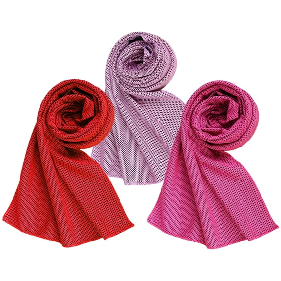 Cooling Towel for Sports, Workout, Fitness, Gym, Yoga, Golf, Pilates, Travel, Camping & More - Big red+rose red+pink