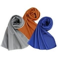 thumbnail image 1 of Cooling Towel for Sports, Workout, Fitness, Gym, Yoga, Golf, Pilates, Travel, Camping & More - Dark blue+gray+orange, 1 of 5