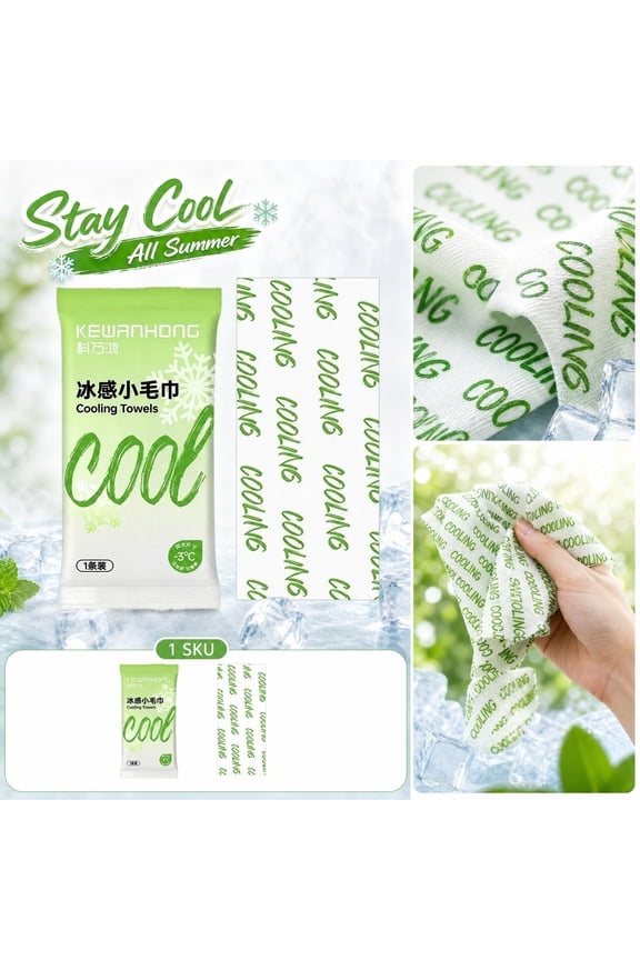 Cooling Towels, Portable Instant Chill Wipes with Mint Scent, Long-Lasting Cold Camping Towel for Gym Hiking Golf, Green, 10 Pcs