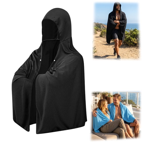 Cooling Towels for Neck and Face, Quick Dry UV Protection Sun Shield Poncho Wrap for Outdoor Camping Hiking Sports Travel(Black)