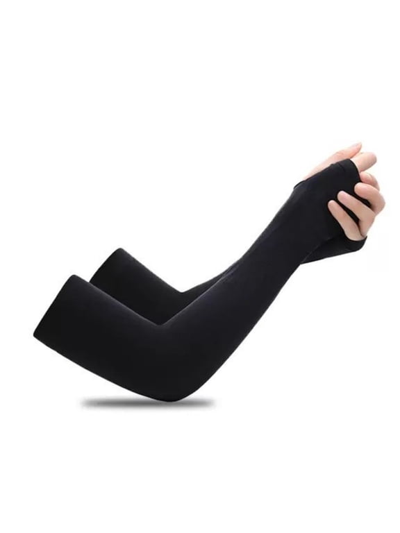 Cooling UV Sun Protection Arm Sleeves for Men Women, UPF 50+ Black Gaming Sleeve for Outdoor Sports Cycling Golf