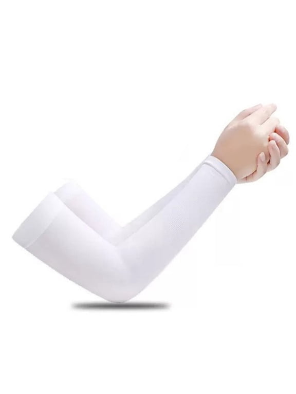 Cooling UV Sun Protection Arm Sleeves for Men Women, UPF 50+ White Gaming Sleeve for Outdoor Sports Cycling Golf