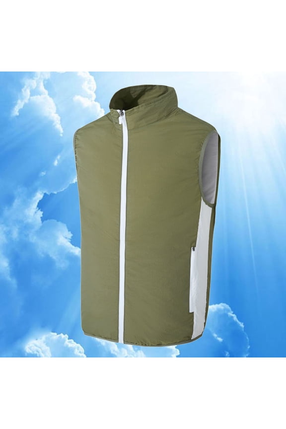 Cooling Vest For Men And Women With Air Conditioning Fans，Water-Resistant Surface Lightweight Quick Dry With Uv Protection Army Green M