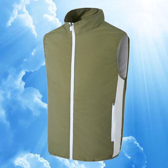 Cooling Vest For Men And Women With Air Conditioning Fans，Water-Resistant Surface Lightweight Quick Dry With Uv Protection Army Green XL