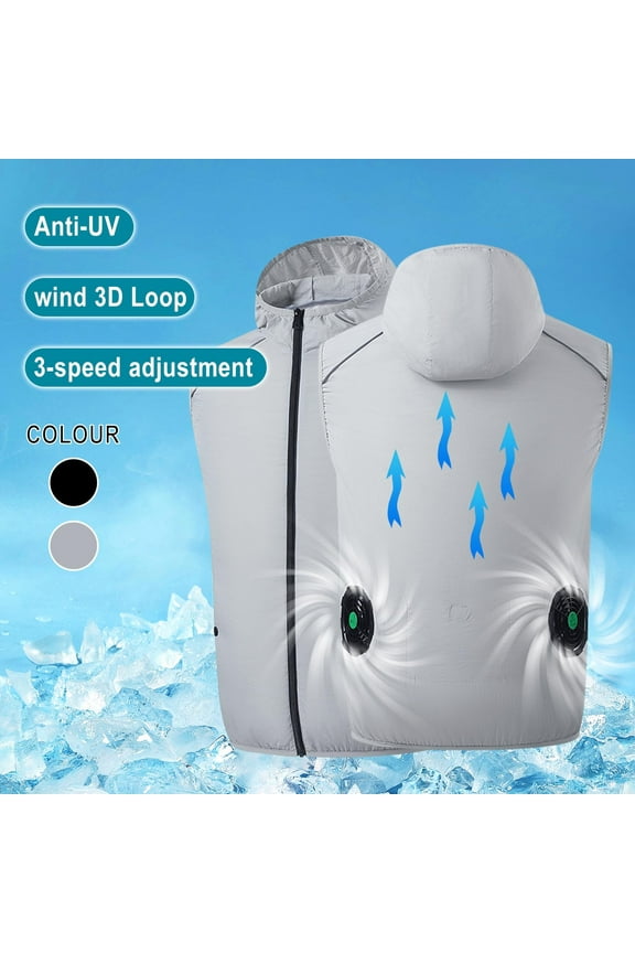 Cooling Vest for Men Cooling Vest Air Conditioned Jacket Jacket with Fans for Cooling Men Conditioning Clothing Fan USB Charging Heatstroke Prevention Long Sleeve Hooded Outwear Blouse
