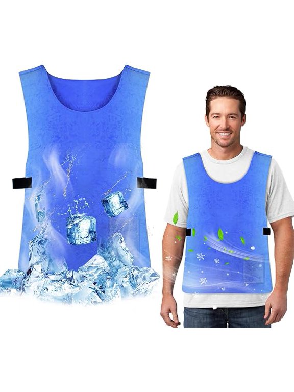 Cooling Vest for Women Men Cool Vest Heatstroke Prevention Body Cool Down Cold Vest for Hot Weather Evaporative (Blue)