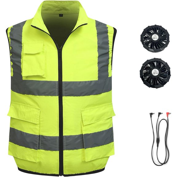 Cooling Vest with 2 Fan Reflective Ice for Men Women Lightweight Workwear Air Conditioning Jackets