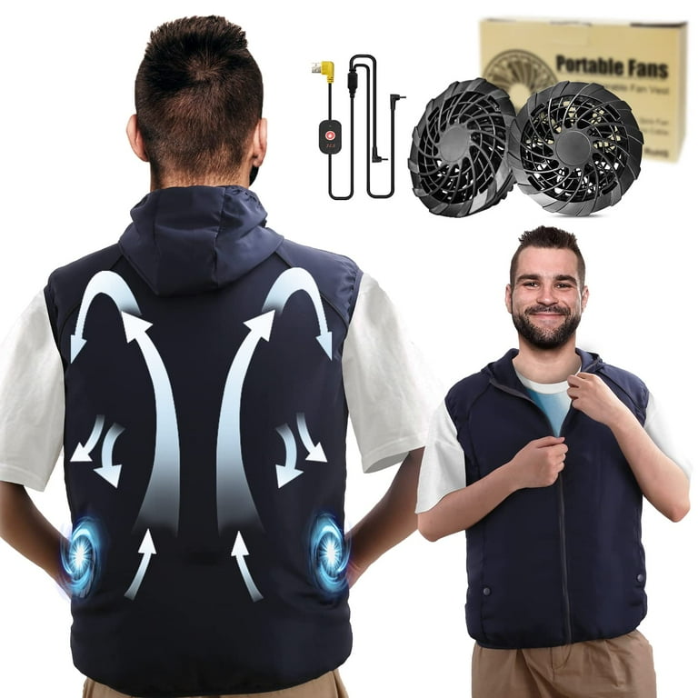 Cooling Vest with 2 Fans Wearable Fan Vest - Battery Powered 3 Speed Air  Conditioned Vest for Men Women MS