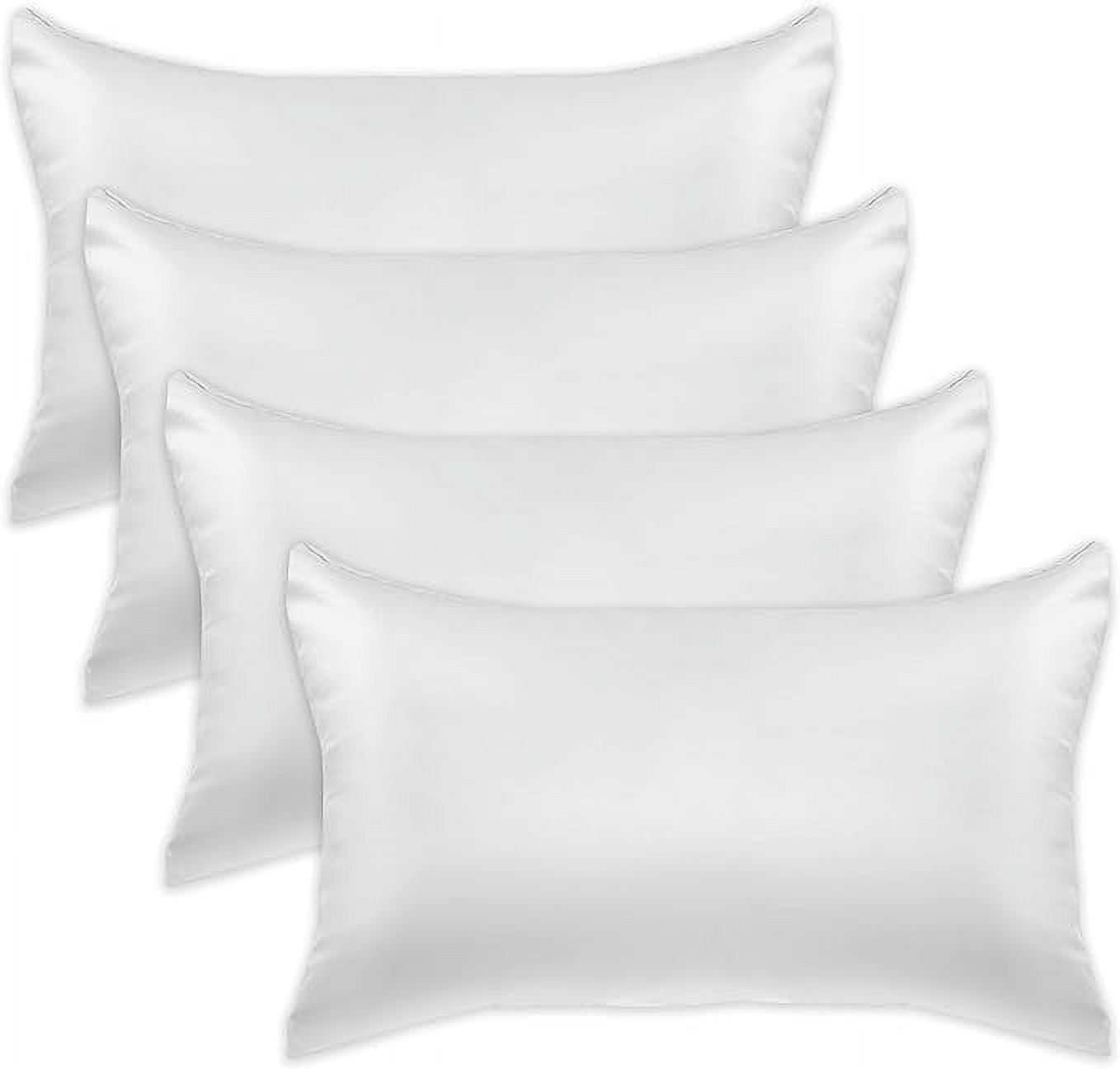 Cooling Viscose Satin Pillowcase 4-Pack Set with Hidden Zipper Closure,King, White