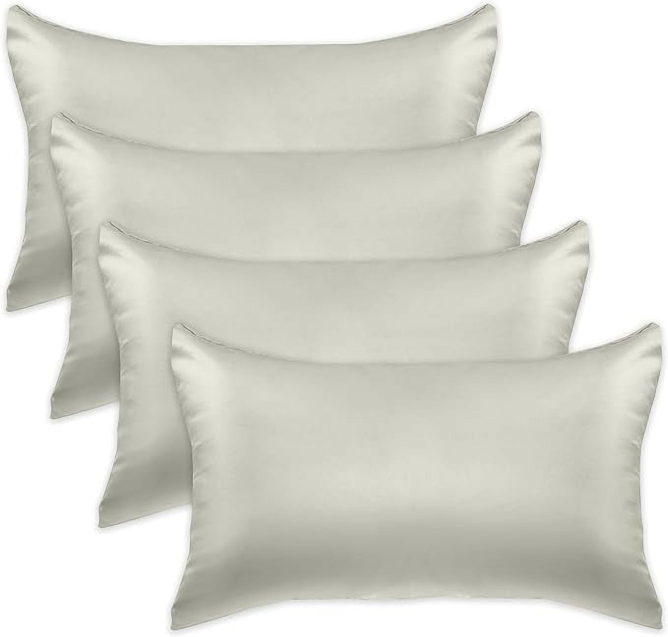 Cooling Viscose Satin Pillowcase 4-Pack Set with Hidden Zipper Closure,Standard/Queen, Light Jade