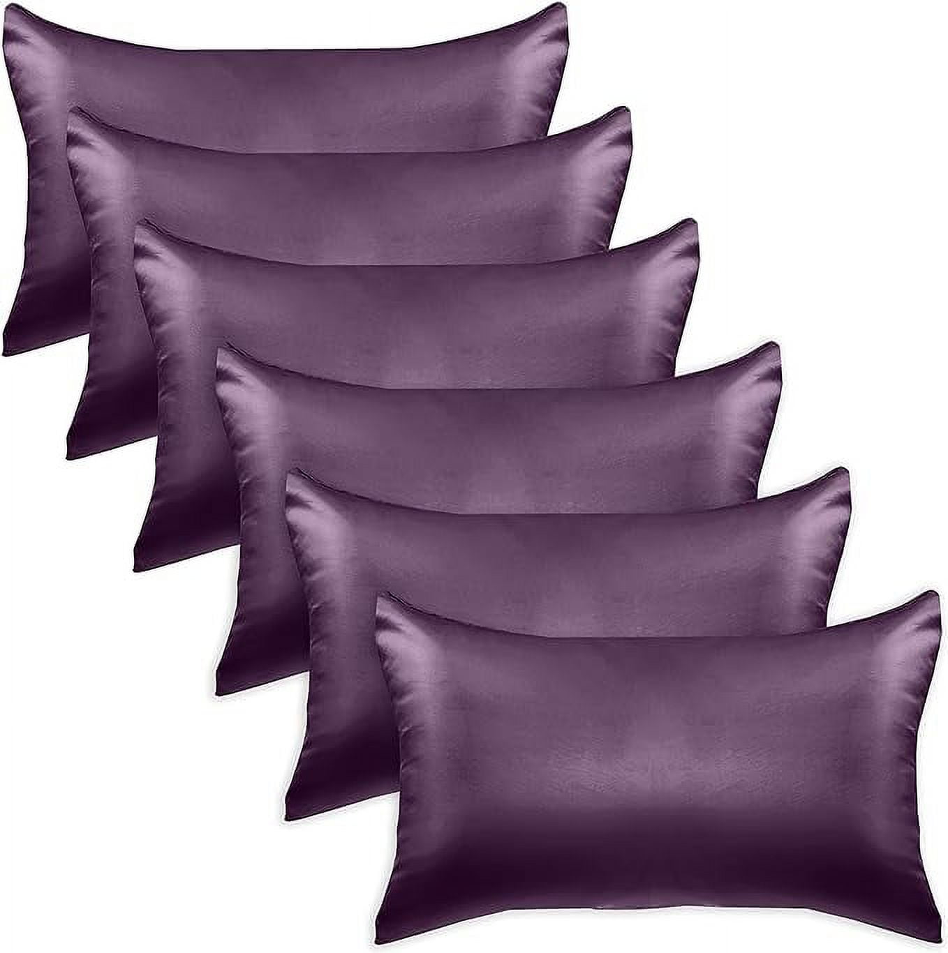 Cooling Viscose Satin Pillowcase 6-Pack Set with Hidden Zipper Closure, King, Purple