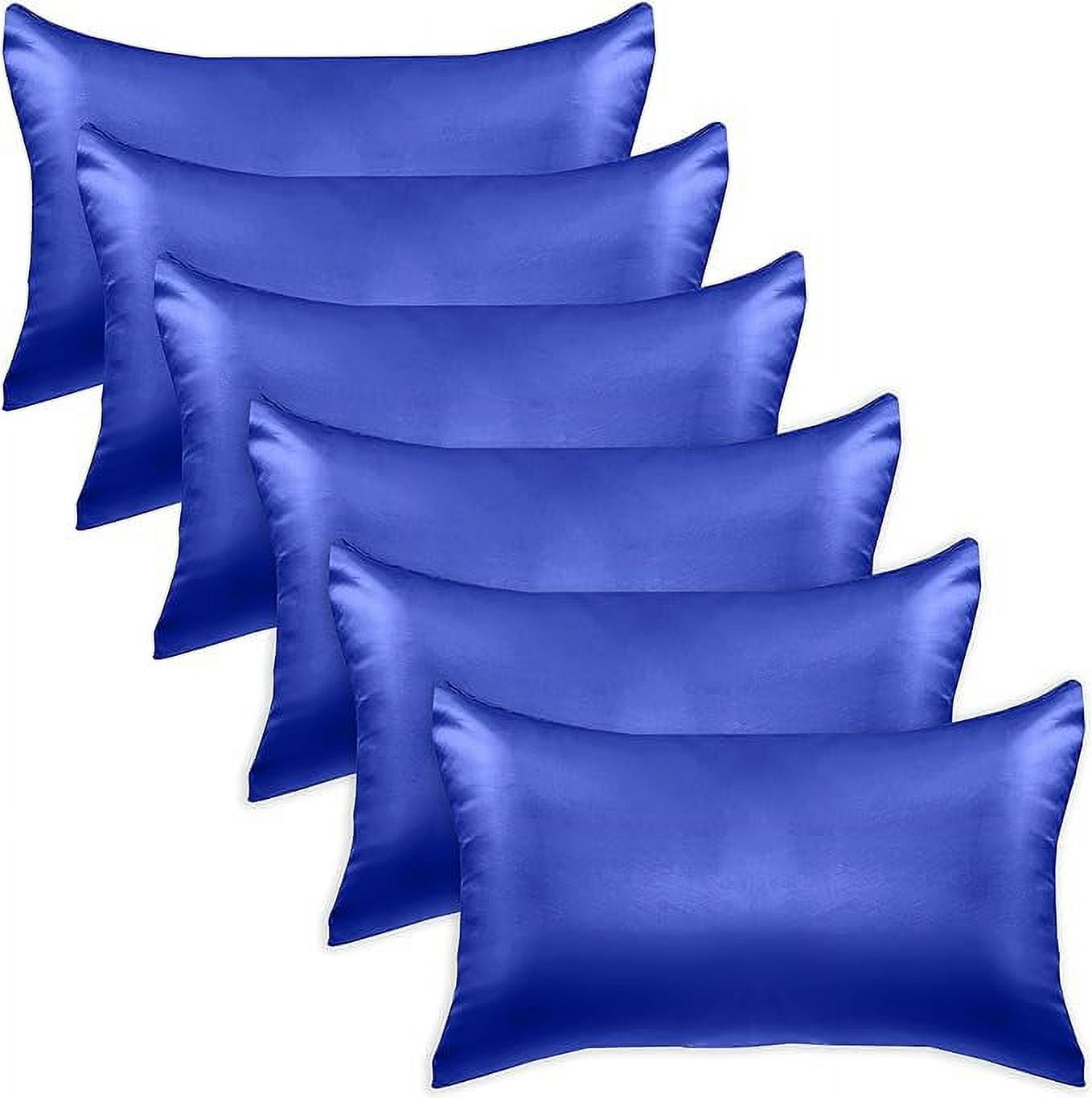 Cooling Viscose Satin Pillowcase 6-Pack Set with Hidden Zipper Closure, Standard/Queen, Royal Blue