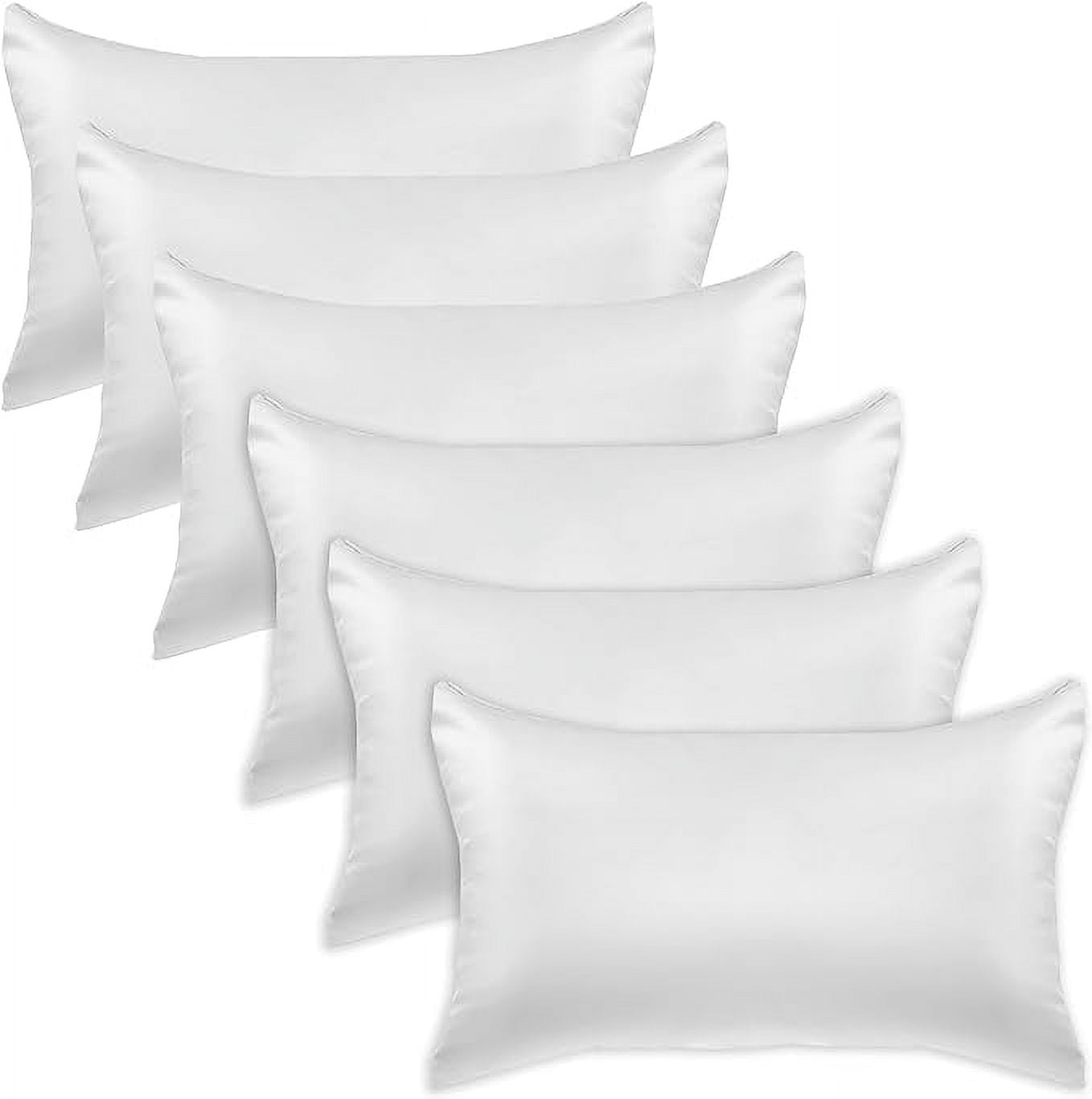 Cooling Viscose Satin Pillowcase 6-Pack Set with Hidden Zipper Closure, Standard/Queen, White