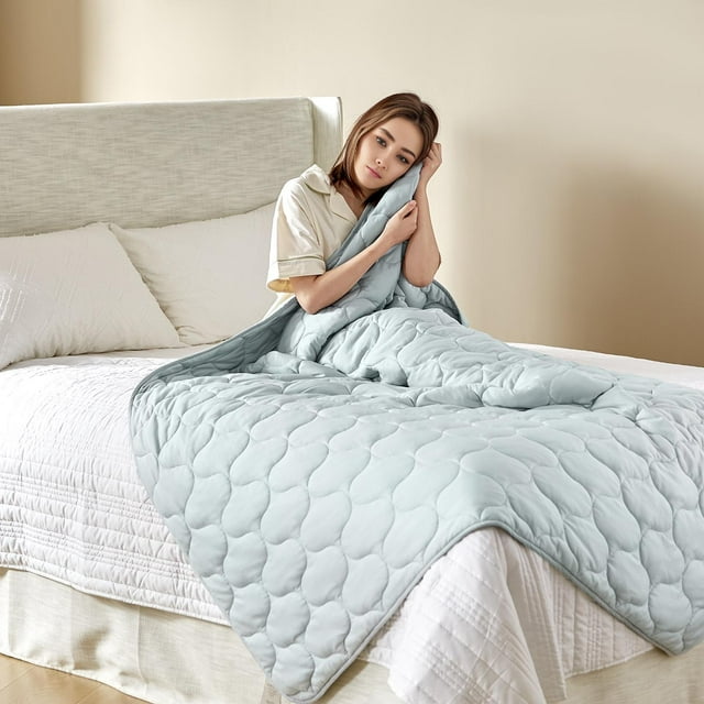 48x72 Cooling Heavy Weighted Blanket with Glass Beads for Deeper Sleep