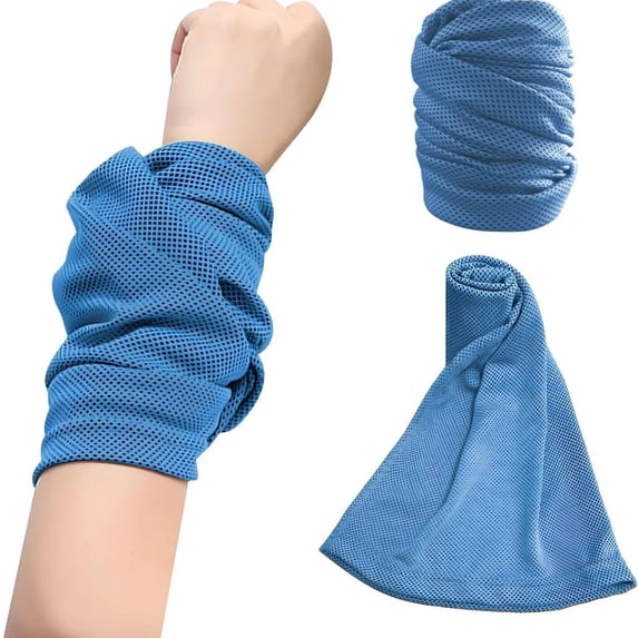 Cooling Wrist Sweatbands for Pickleball, Ice Silk Sweat Absorbing Wristbands, Breathable Sport Wrist Bands for Pickleball, Tennis, Running, Cycling, Yoga Blue