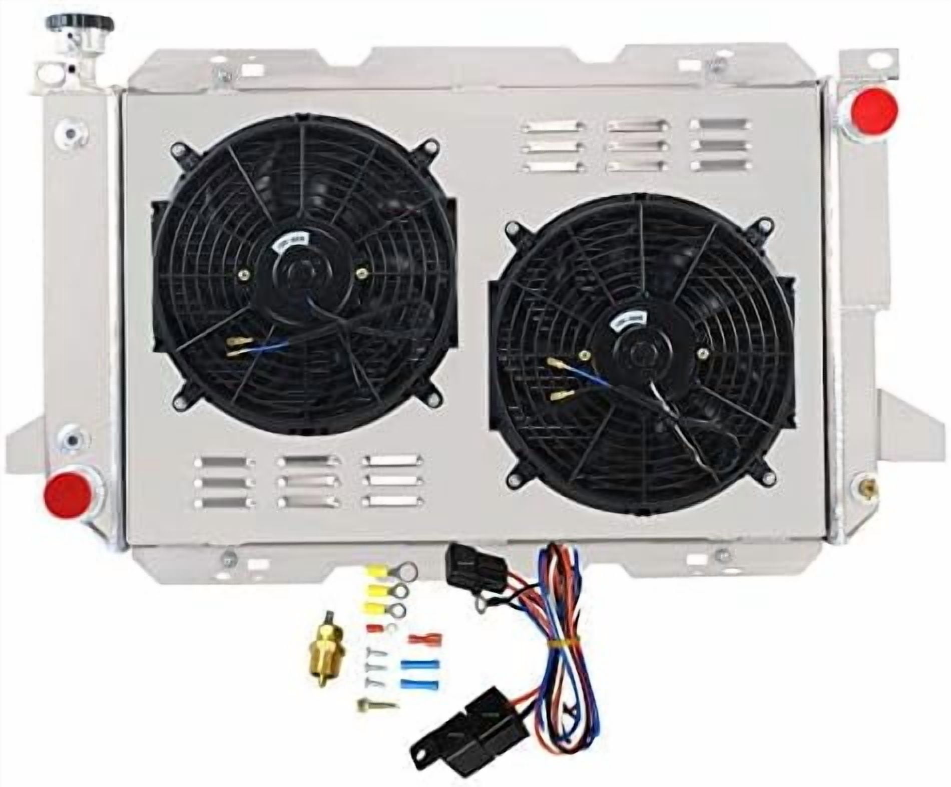 3 Row Radiator Support Kit CoolingCare Aluminum 3 Row Radiator + Fan Shroud Combo w/Relay Kits for ...